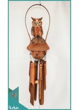 wholesale bali Manufactured Garden Hanging Owl Bamboo Wind Chimes, Bamboo Crafts