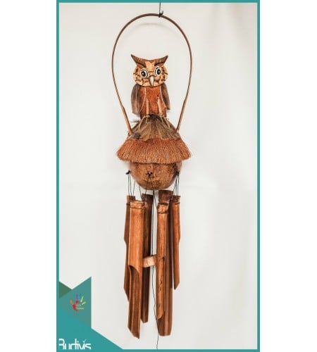 Manufactured Garden Hanging Owl Bamboo Wind Chimes