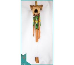 Image of Indonesia Bird House Garden Hanging Hand Painted Green Bamboo Wind Chimes Bamboo Crafts Source: CV.Budivis in Bali, Indonesia