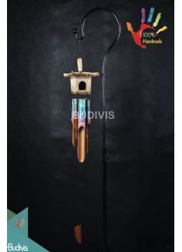 Image of Bali Bird House Garden Hanging Hand Painted Green Beach Bamboo Wind Chimes Bamboo Crafts Source: CV.Budivis in Bali, Indonesia