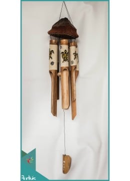 wholesale bali Affordable Bird House Garden Hanging Hand Painted Turtle Bamboo Wind Chimes, Bamboo Crafts