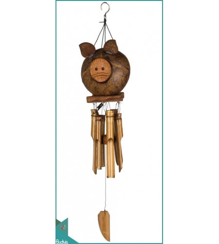 Top Selling Outdoor Hanging Coco Pig Bamboo Wind Chimes