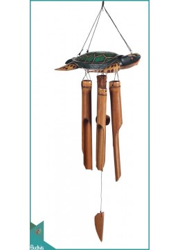 wholesale bali Best Out Door Hanging Wooden Turtle Carved Bamboo Wind Chimes, Bamboo Crafts