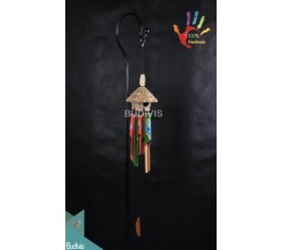 Wholesale Bali Bird House Floral Painting Out Door Hanging Bamboo Windchimes