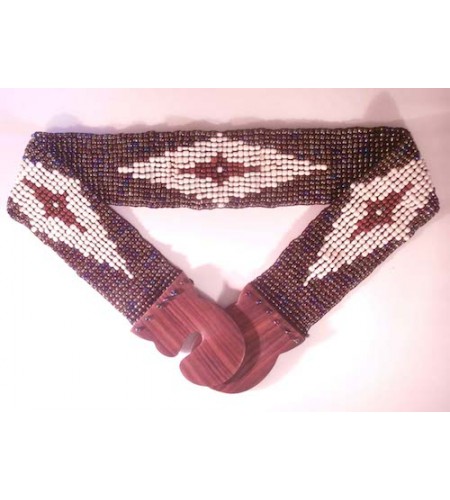 Elastic Beaded Bali Belt For Women With Wooden Clasp Buckle, Beaded Elastic Stretch Belt With Wood Buckle, Colorful, Belt, Handmade, Stretchy Bead Belt