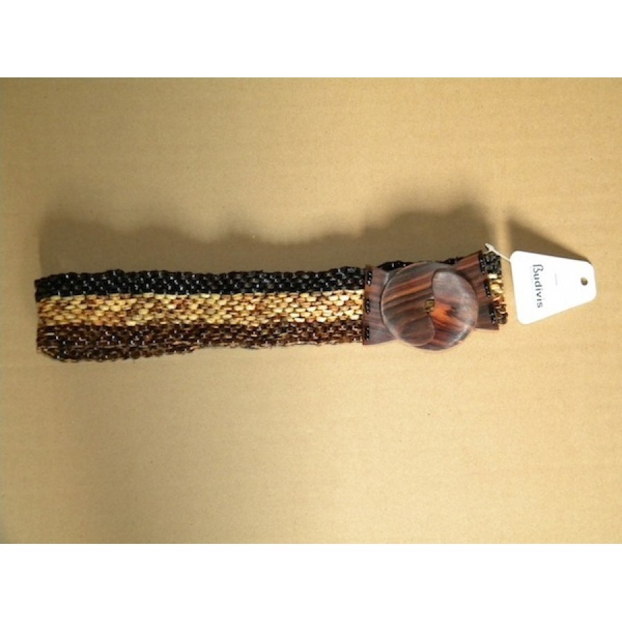 Stretch Belt From Coconut, Elastic Belt Coconut Beads, Coconut Bead Belt ,Shells Belt With Wooden Clasp