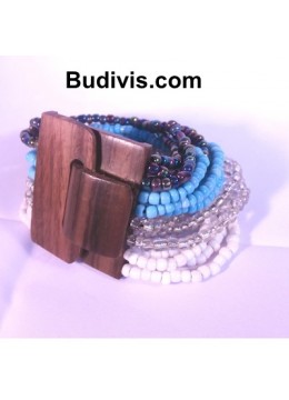wholesale bali Beaded Bracelet Wood Buckle, Costume Jewellery