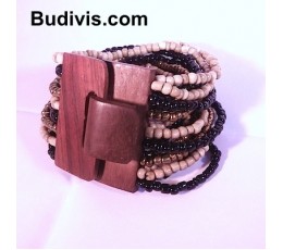 Image of Beaded Bracelet Wood Buckle Costume Jewellery Source: CV.Budivis in Bali, Indonesia
