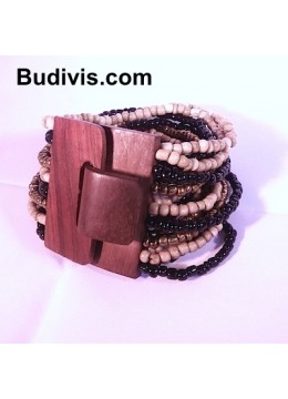 Image of Beaded Bracelet Wood Buckle Costume Jewellery Source: CV.Budivis in Bali, Indonesia