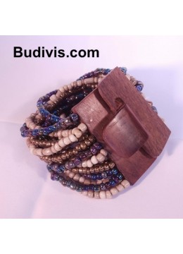 wholesale bali Beaded Bracelet Wood Buckle, Costume Jewellery