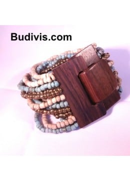 wholesale bali Beaded Bracelet Wood Buckle, Costume Jewellery