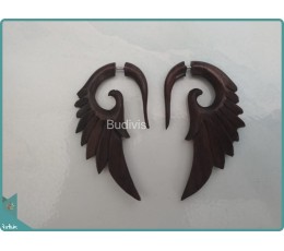 Image of Black Wooden Wing Earrings Sterling Silver Hook 925 Costume Jewellery Source: CV.Budivis in Bali, Indonesia