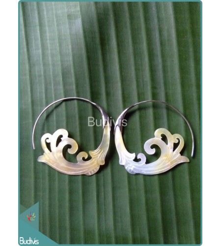Seashell Body Piercing With Tribal Style Sterling Silver Hook 925
