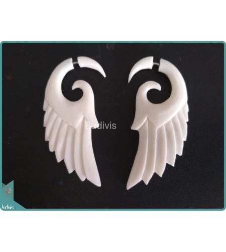 Bone Wing Style Earrings Sterling Silver Hook 925