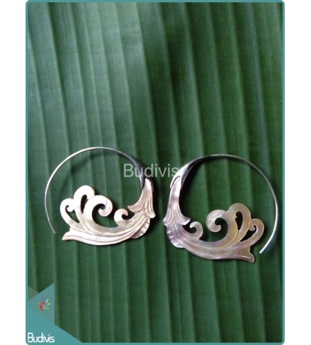 Flower Koru Style Earrings Sterling Silver Hook 925