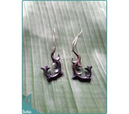 Image of Floral Wooden Earrings  Sterling Silver Hook 925 Costume Jewellery Source: CV.Budivis in Bali, Indonesia