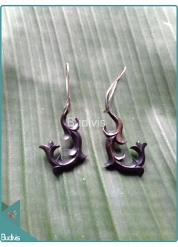 Image of Floral Wooden Earrings  Sterling Silver Hook 925 Costume Jewellery Source: CV.Budivis in Bali, Indonesia