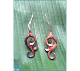 Image of Wooden Koru Style Earrings Sterling Silver Hook 925 Costume Jewellery Source: CV.Budivis in Bali, Indonesia