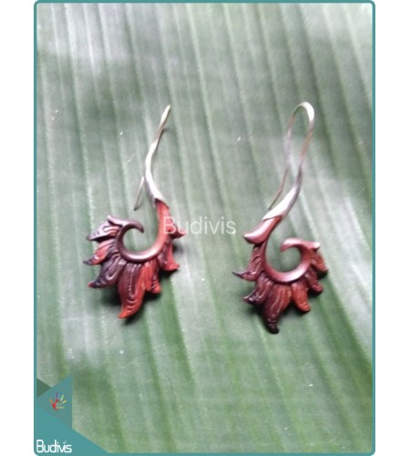 Handcraft Wooden Earrings Sterling Silver Hook 925