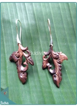 Image of Floral Maori Style Wooden Carving Earrings Sterling Silver Hook 925 Costume Jewellery Source: CV.Budivis in Bali, Indonesia
