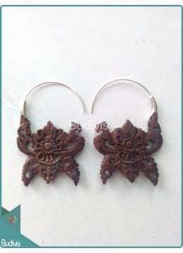 wholesale bali Balinese Style Wooden Earrings Sterling Silver Hook 925, Costume Jewellery