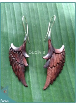 Image of Wooden Wing Earring With  Sterling Silver Hook 925 Costume Jewellery Source: CV.Budivis in Bali, Indonesia