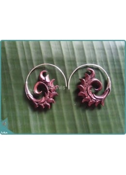 wholesale bali Nature Floral Wooden Handcraft Earrings Sterling Silver Hook 925, Costume Jewellery