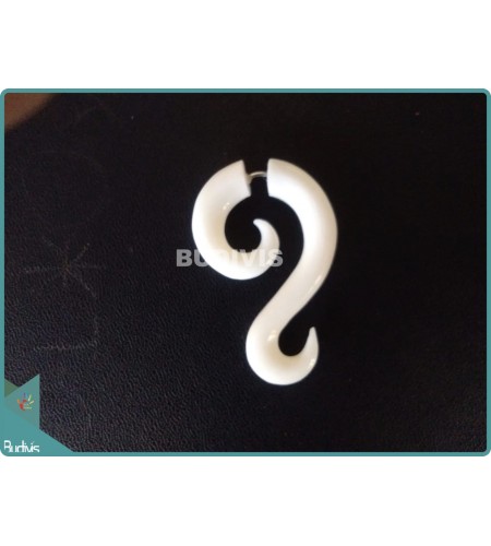 Bone Double Spiral Tribal Earrings Sterling Silver Hook 925