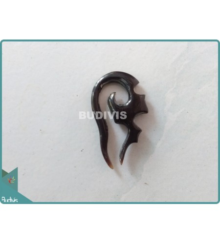 Bone Black Fire Spiral Tribal Earrings Sterling Silver Hook 925