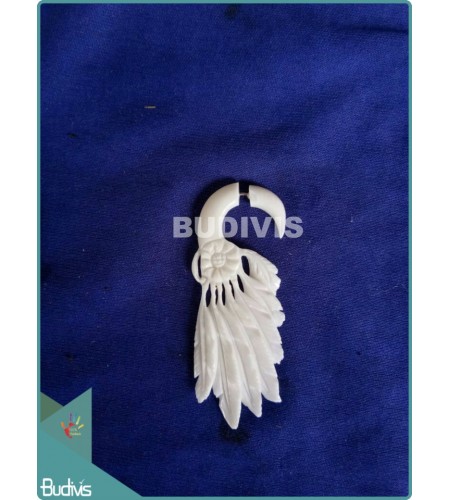 Bone Native American Style Feather Earrings Sterling Silver Hook 925