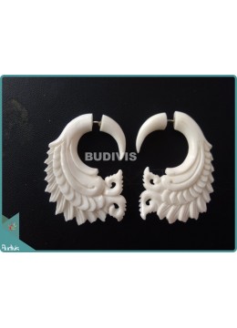 wholesale bali Bone Carving With Wing Style Earrings Sterling Silver Hook 925, Costume Jewellery