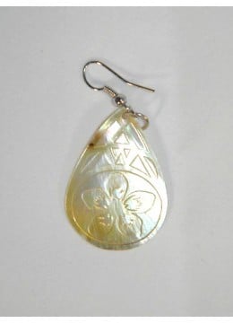 wholesale bali Carved Mop Pendant Earring, Costume Jewellery