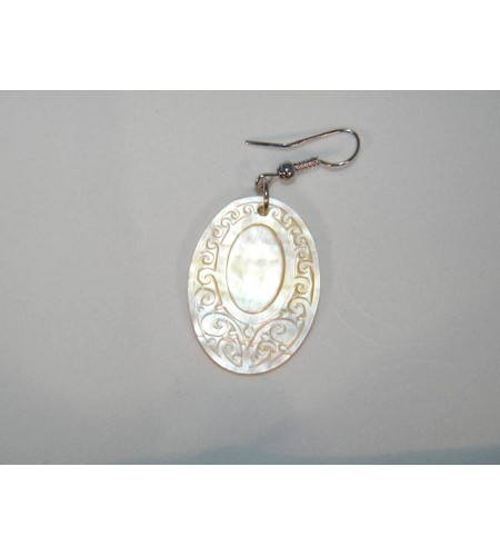 Carved Mop Pendant Earring
