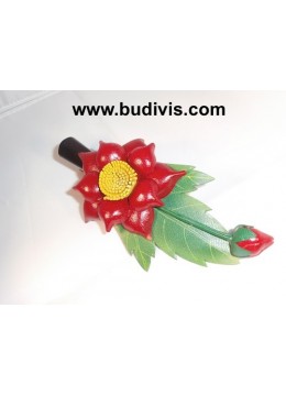 wholesale bali Hair Clip Leather Flower, Costume Jewellery