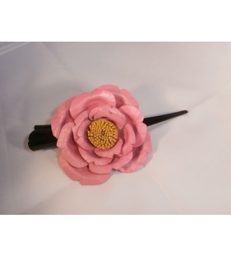 Hair Clip Leather Flower