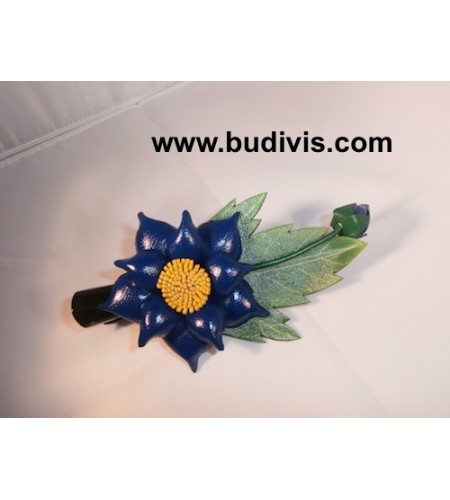 Hair Clip Leather Flower