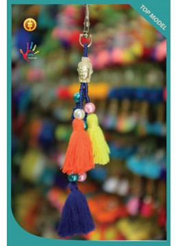 wholesale bali Art Metal Buddha Head Tassel Keychain, Costume Jewellery