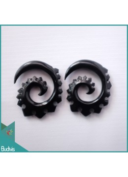 wholesale bali Bali  Carved Spirall Black Horn Body Piercing, Costume Jewellery