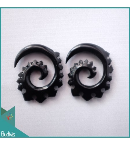 Bali  Carved Spirall Black Horn Body Piercing