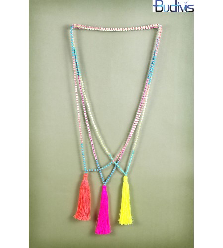 French Jet Faceted Bead Necklace with Tassel Pendant at 1stDibs