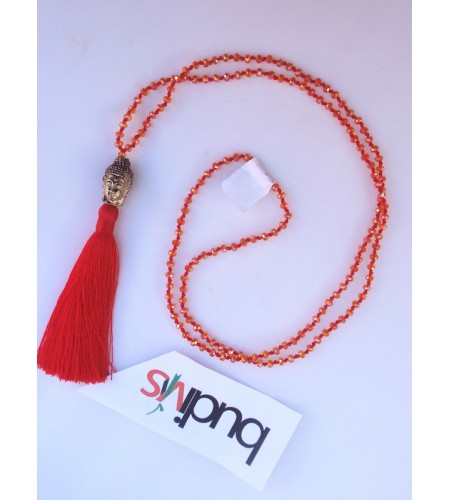 Long Crystal Tassel Necklace Buddha