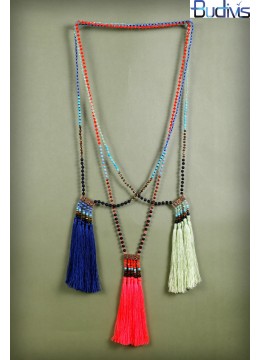 wholesale bali Long Beaded Gems Tassel Necklace, Costume Jewellery
