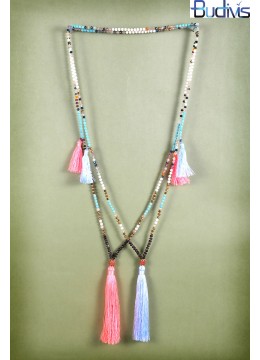 wholesale bali Long Beaded Gems Tassel Necklace, Costume Jewellery