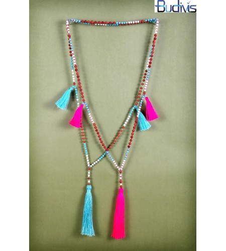 Long rudraksha Gems Tassel Necklace