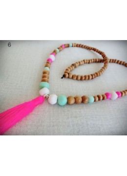 wholesale bali Beaded Tassel Necklace Wood, Costume Jewellery