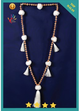 wholesale bali Wholesale Mala 108 Wooden Bead Long Hand Knotted Necklace With Pom Pom, Costume Jewellery