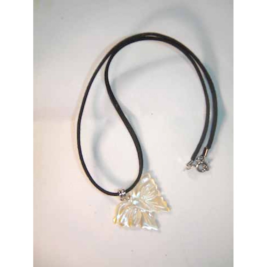 Carved Mop Pendant Necklace From Bali