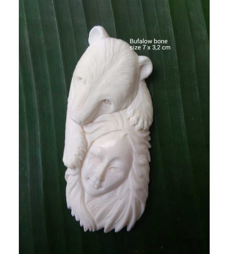 Production Bali Ox Bone Carved Carved Pendant