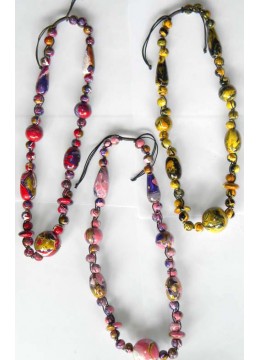 wholesale bali Beaded Wood Abstrack Necklace, Costume Jewellery