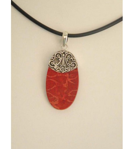 Beautiful Red Coral Pendant With Silver 925 Wholesale